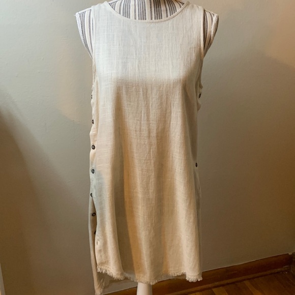 Flawless Dresses & Skirts - Flawless linen blend tunic sleeveless high low dress top flax look small